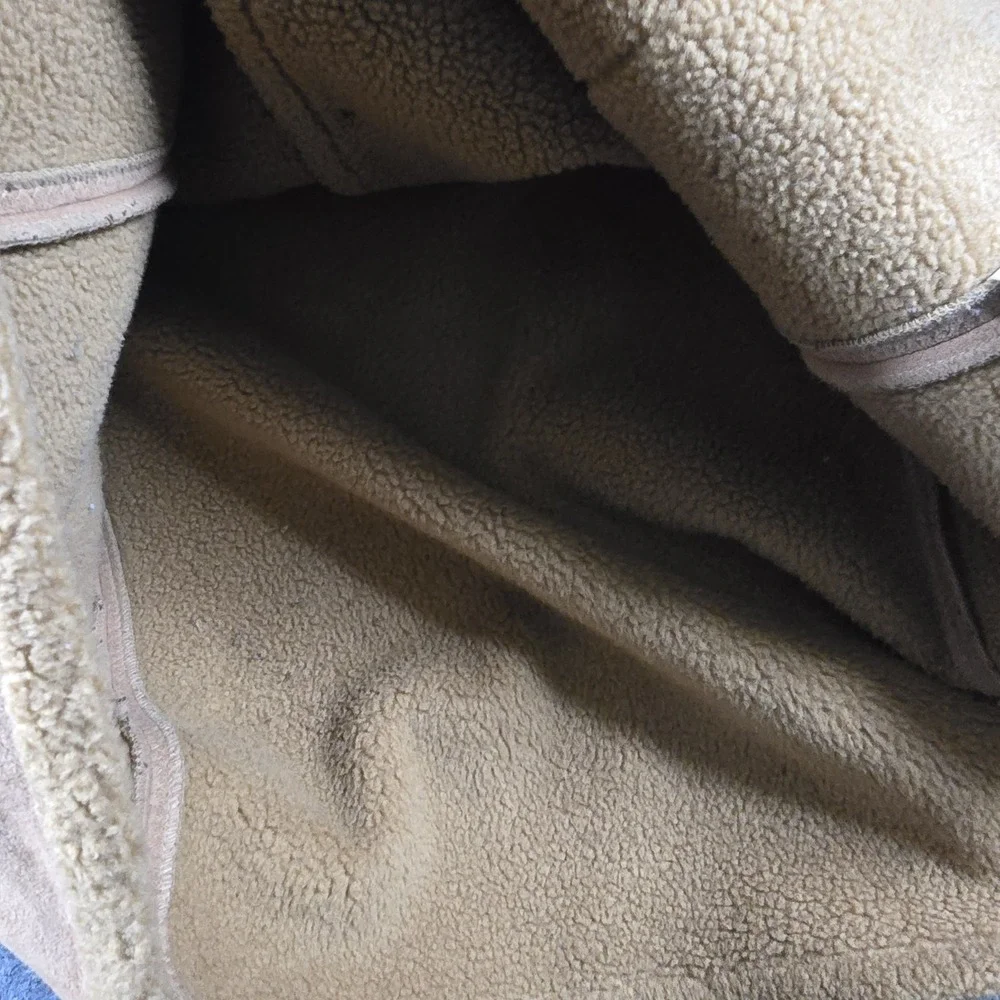 Mulberry Street Womens XL Faux Suede Sherpa Coat Tan Button Front Jacket - Picture 4 of 10